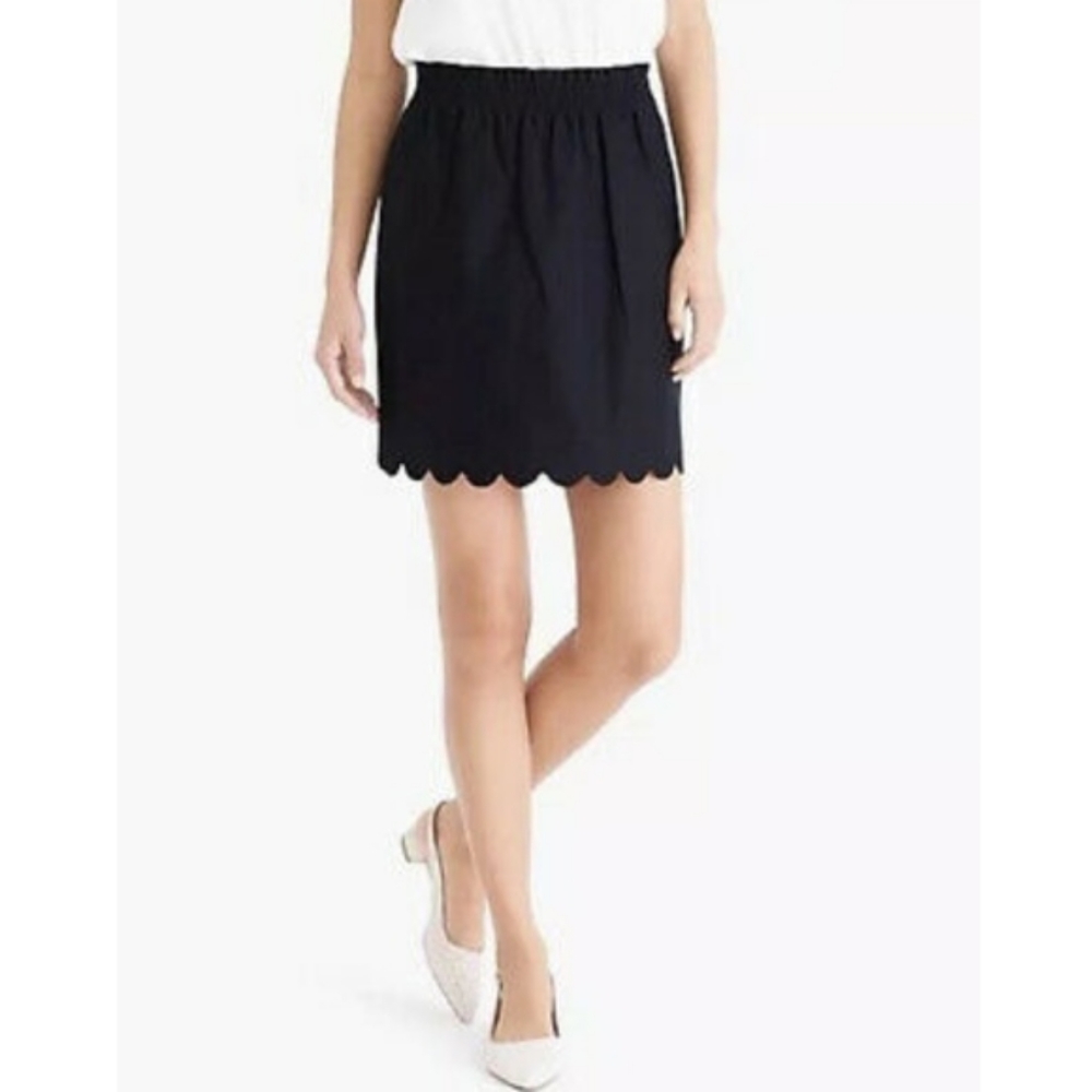 3 J.Crew Scalloped Edge Linen Blend Skirt